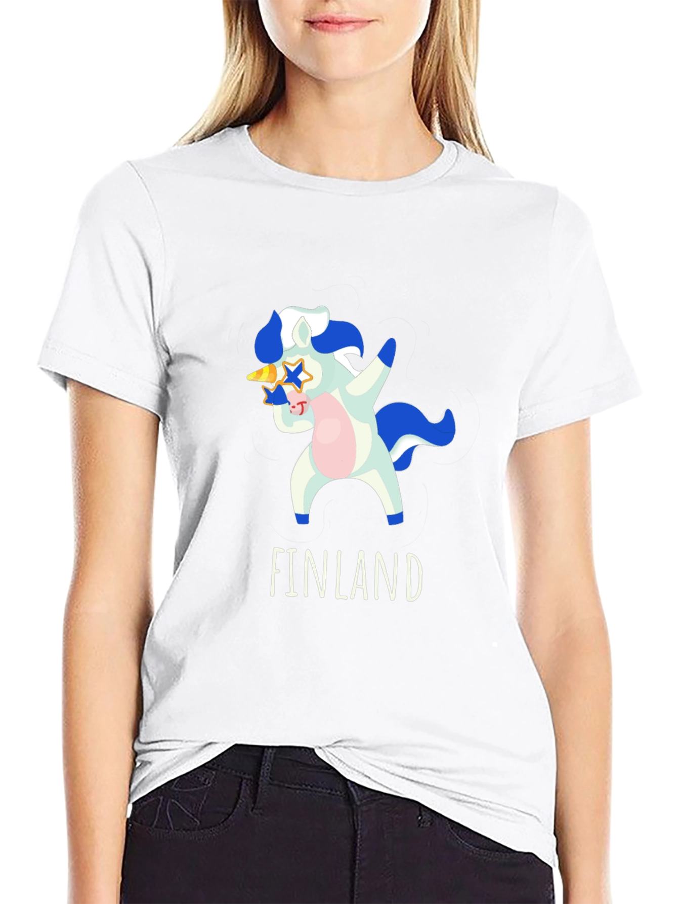 Finland Unicorn Dab Black T-Shirt