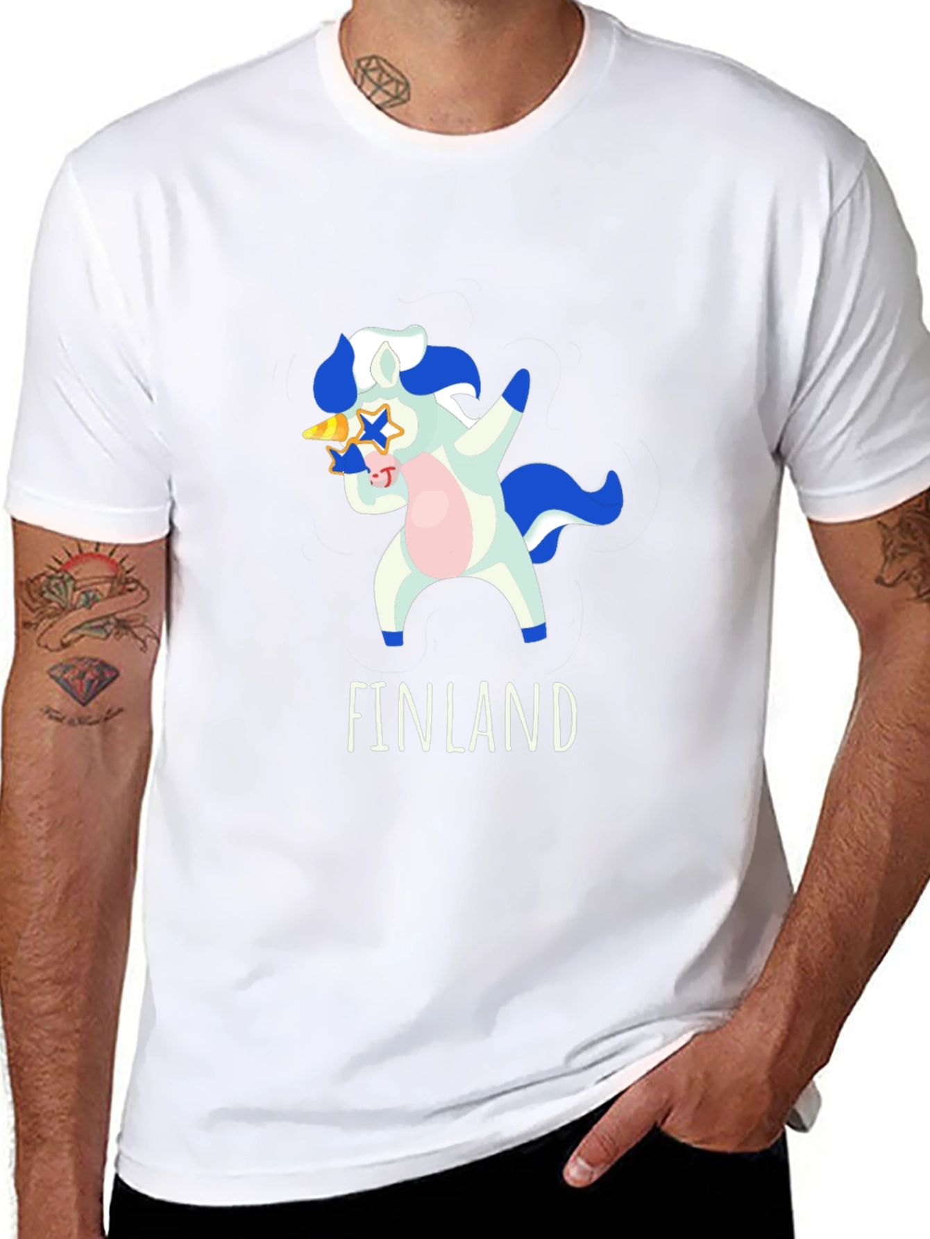 Finland Unicorn Dab Black T-Shirt