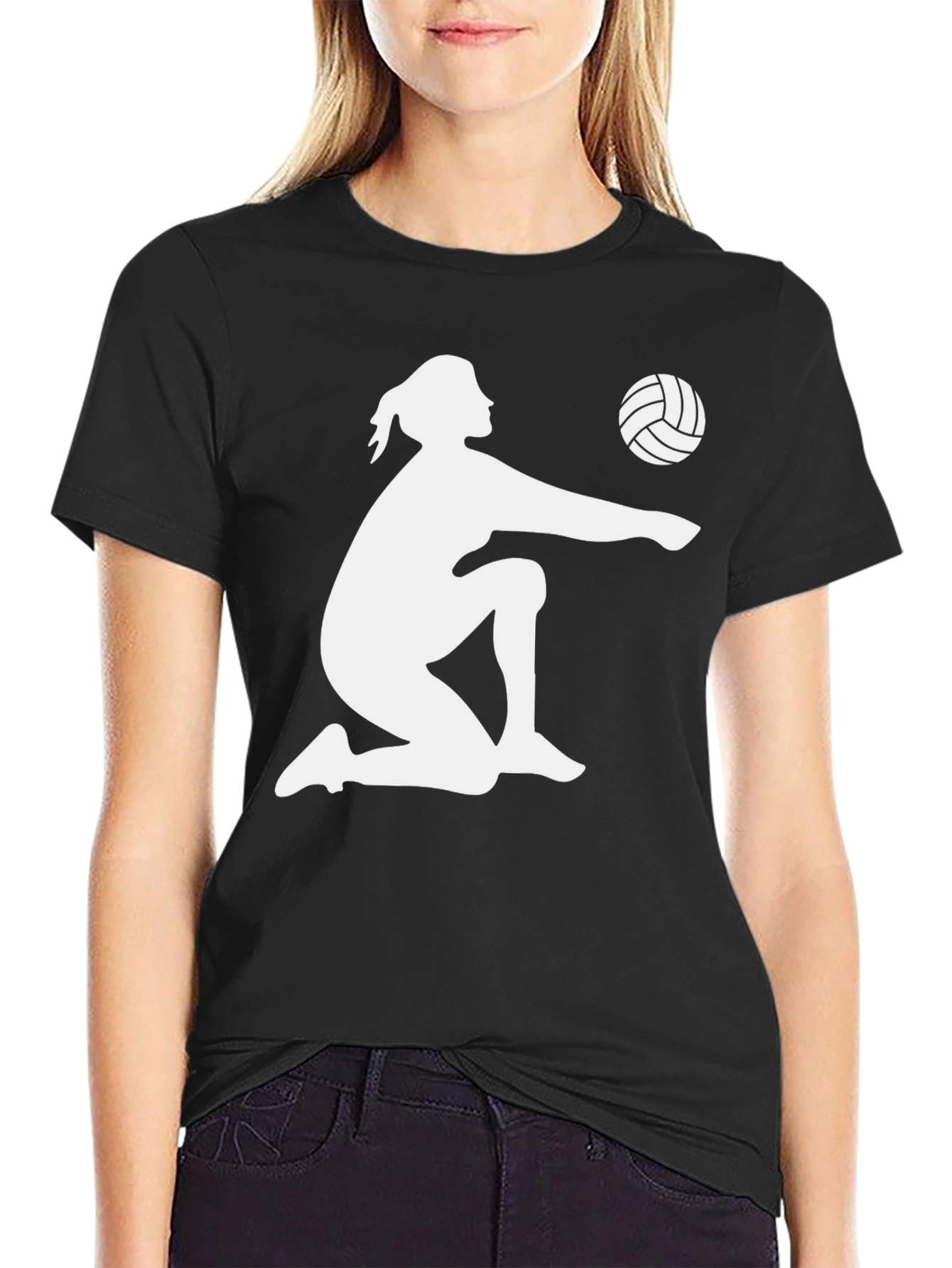 Volleyball Player Silhouette Graphic T-Shirt
