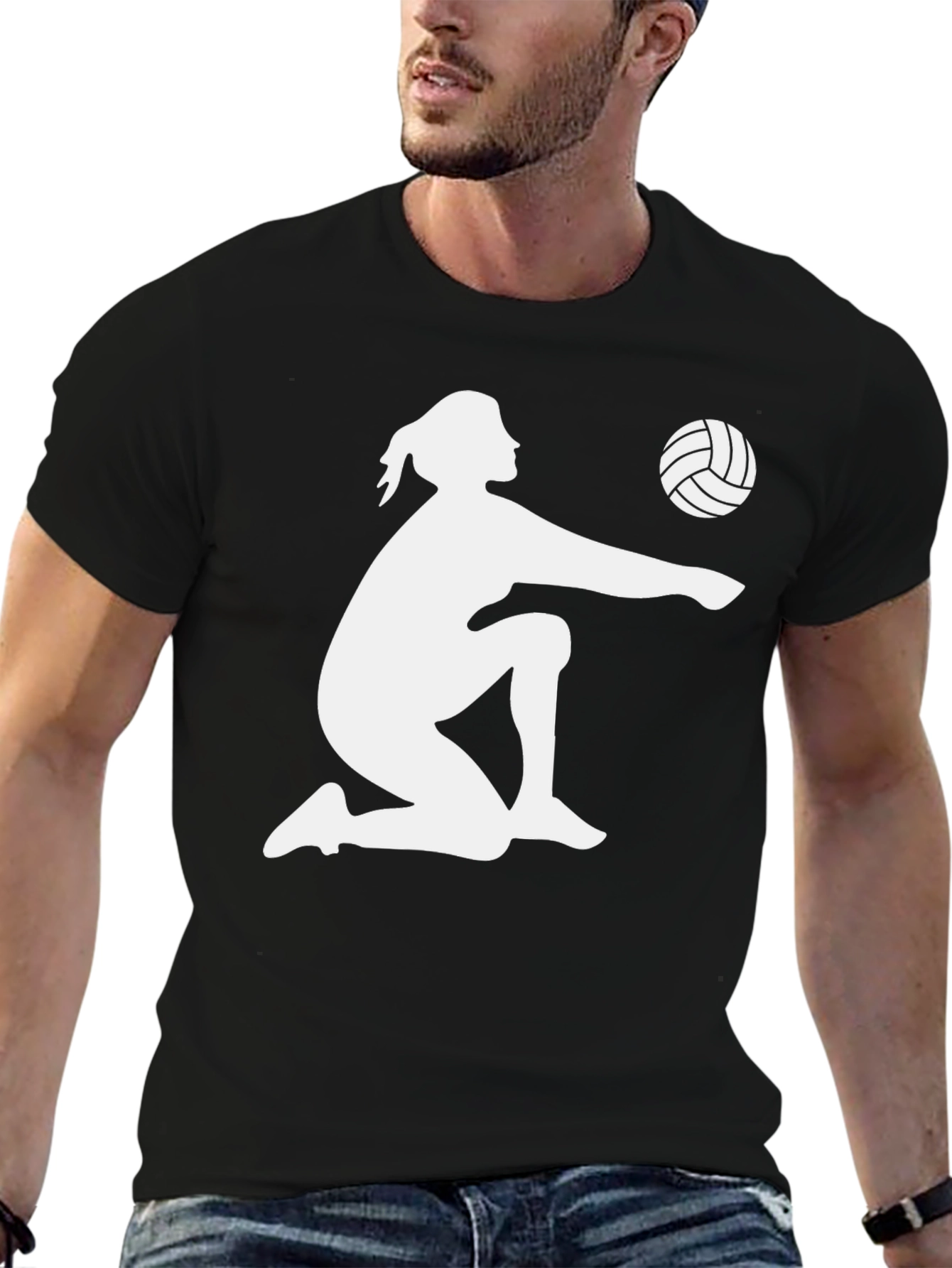 Volleyball Player Silhouette Graphic T-Shirt
