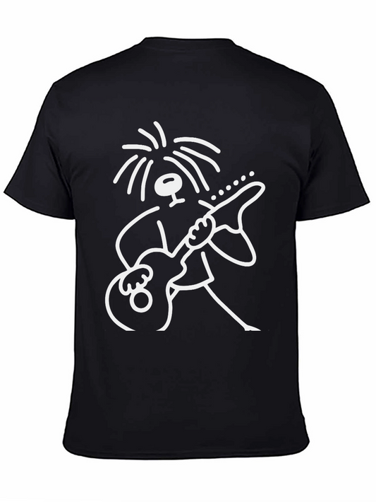 Cool Stick Figure Guitarist Black T-Shirt