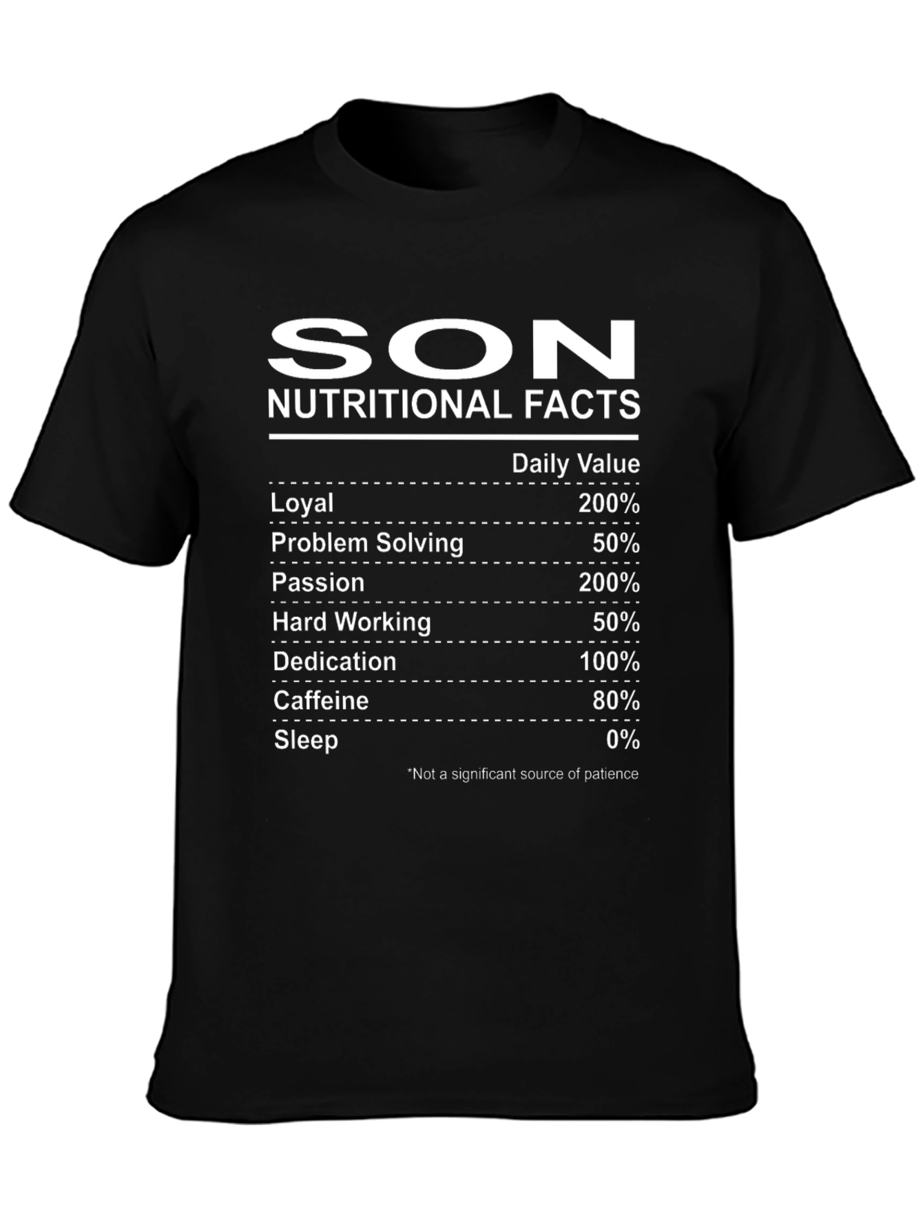 Son Nutritional Facts Black T-Shirt Novelty Gift