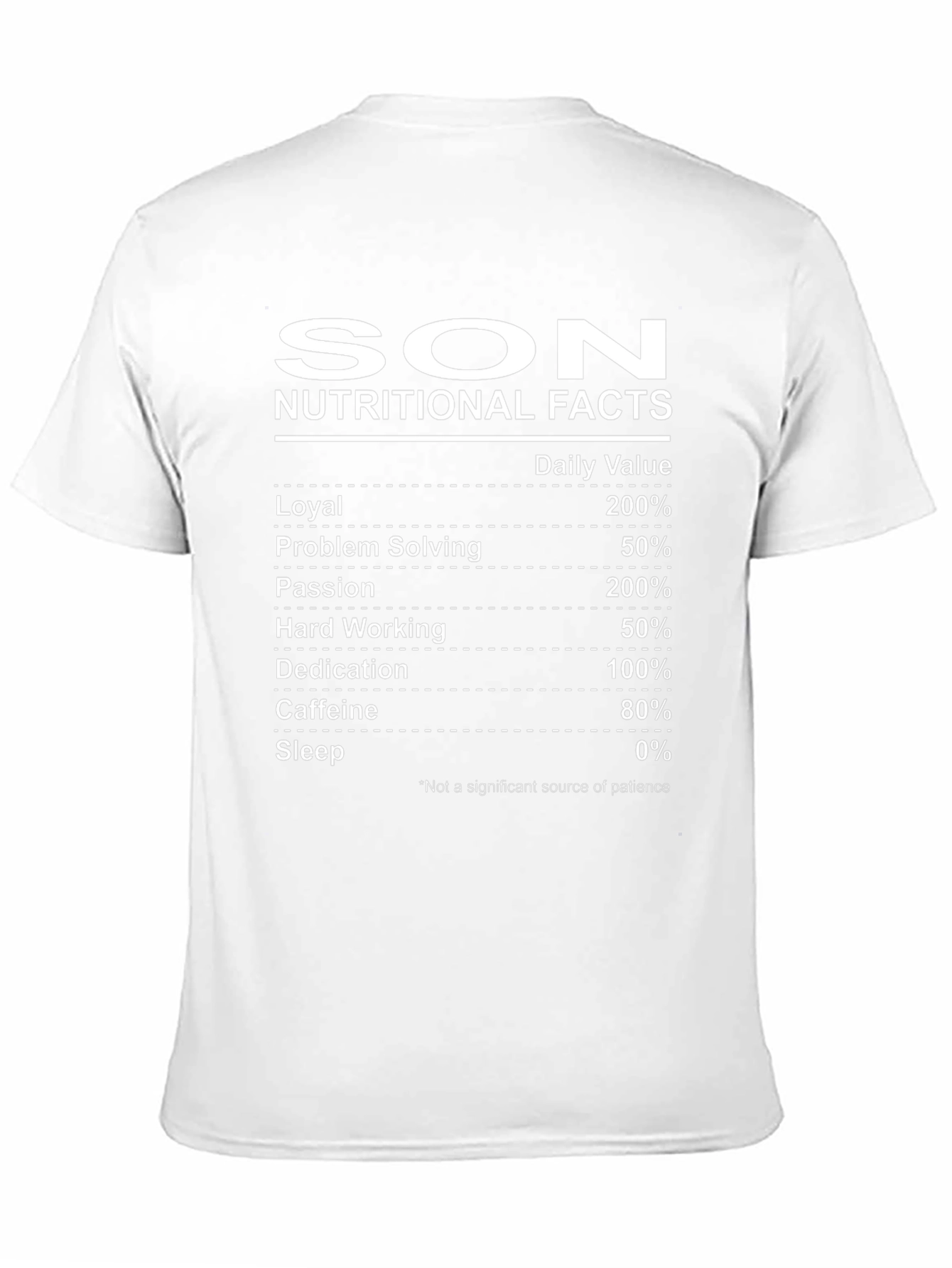 Son Nutritional Facts Black T-Shirt Novelty Gift