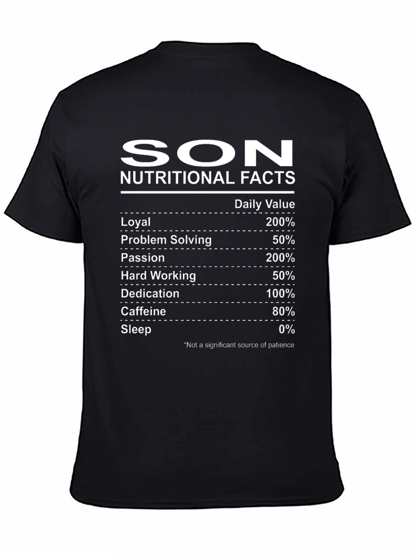 Son Nutritional Facts Black T-Shirt Novelty Gift