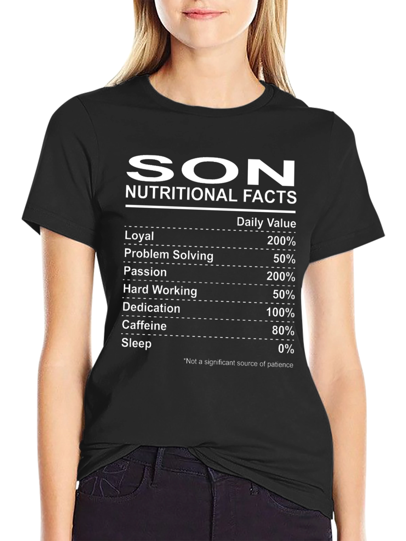 Son Nutritional Facts Black T-Shirt Novelty Gift
