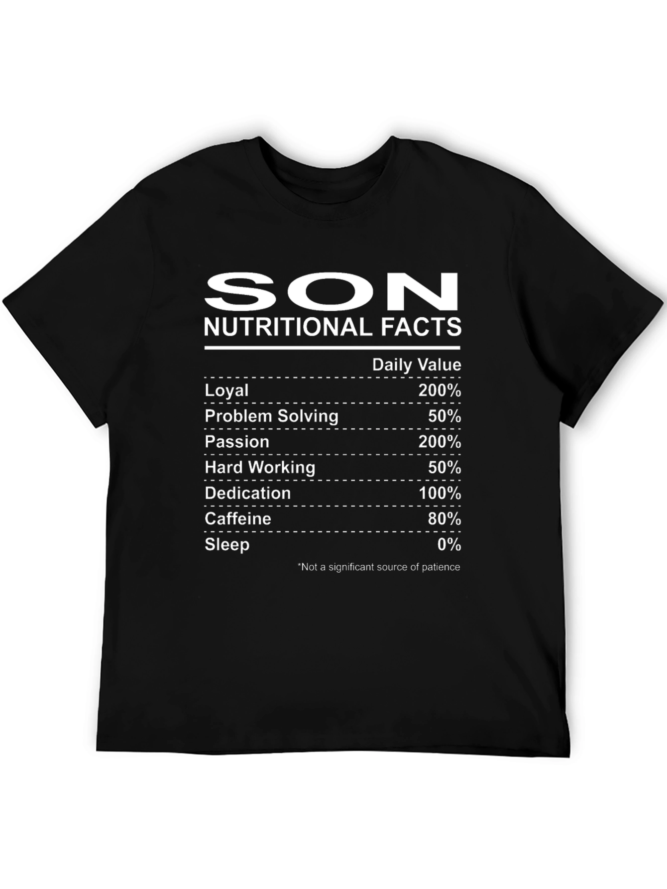 Son Nutritional Facts Black T-Shirt Novelty Gift