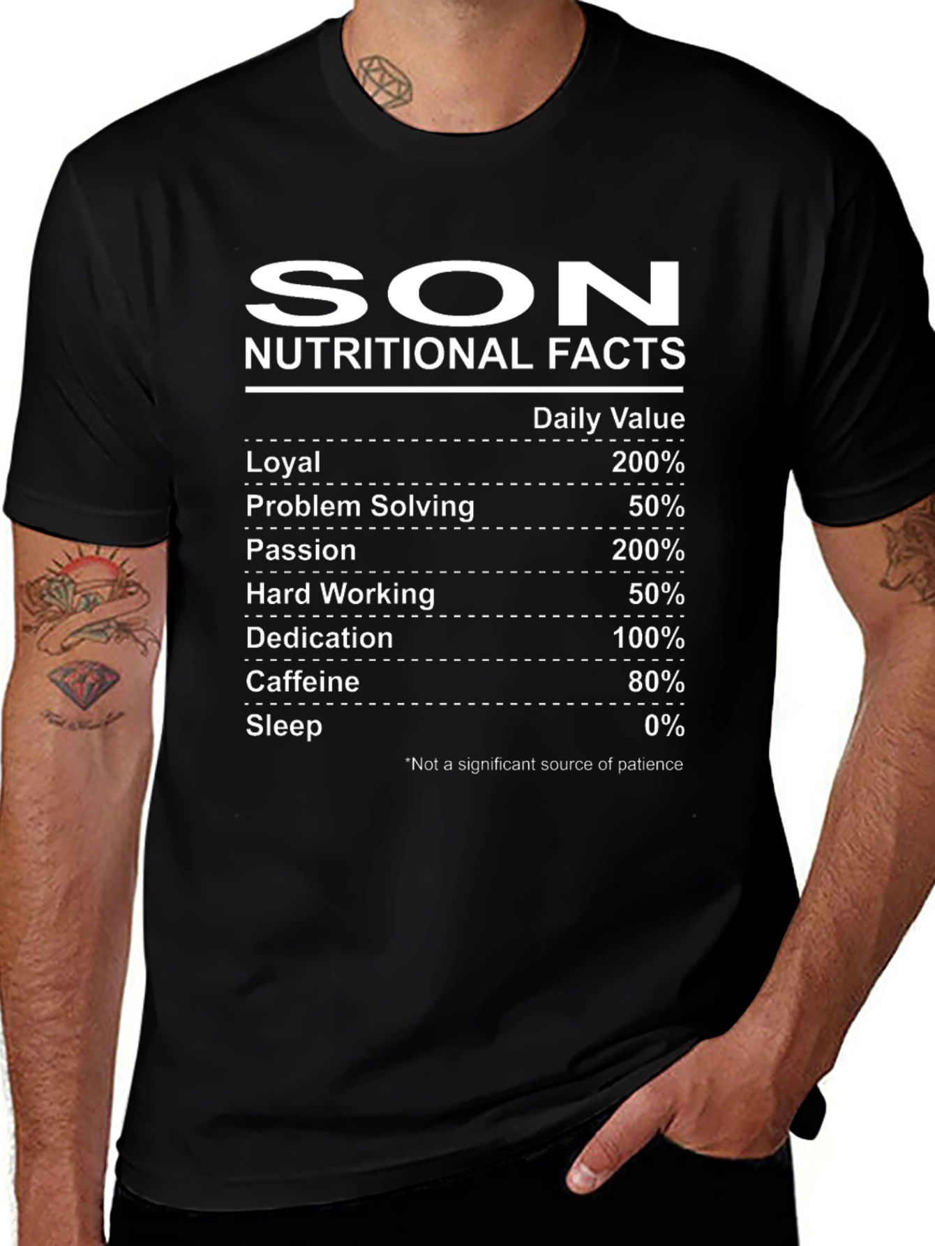 Son Nutritional Facts Black T-Shirt Novelty Gift
