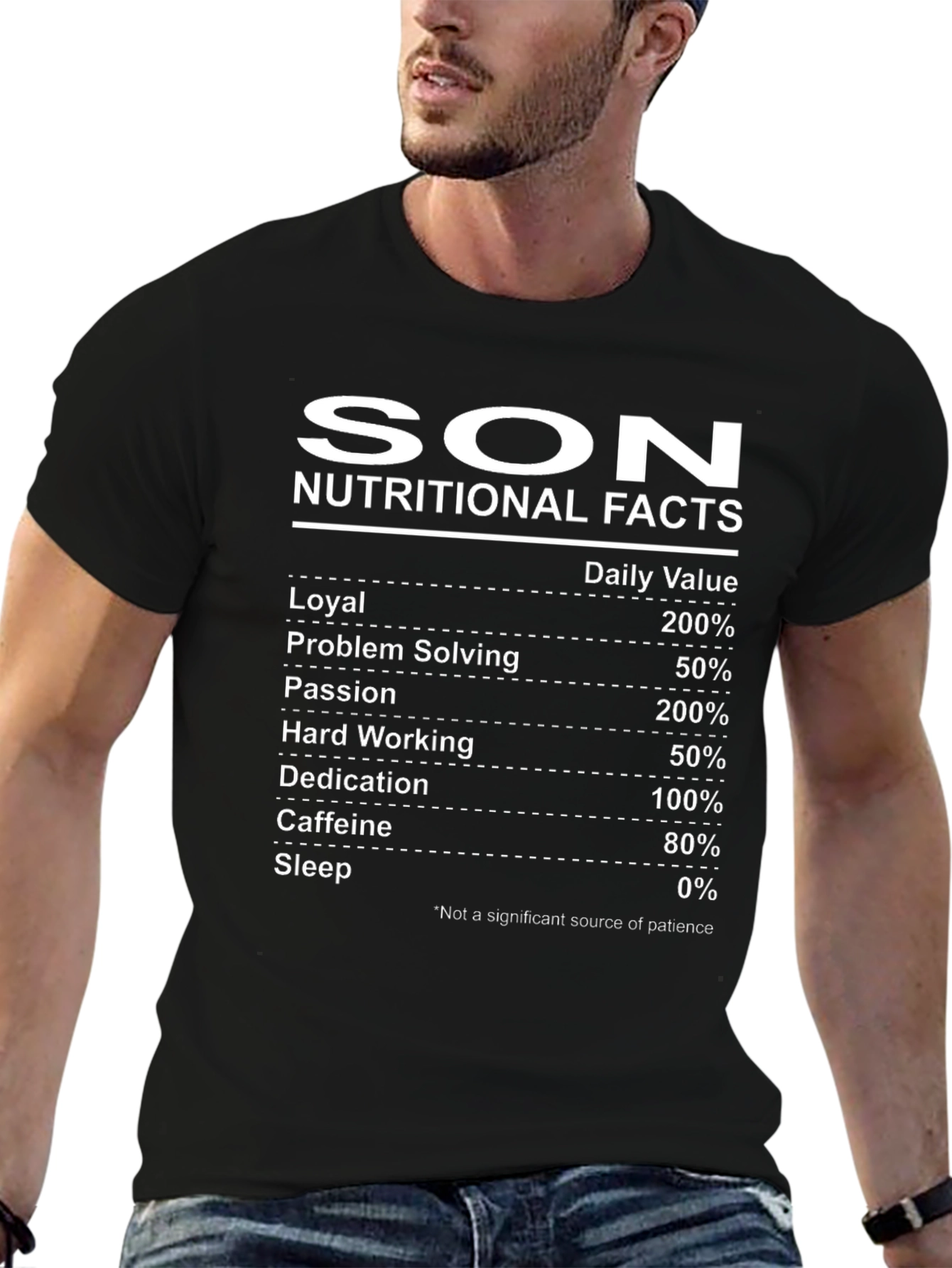Son Nutritional Facts Black T-Shirt Novelty Gift
