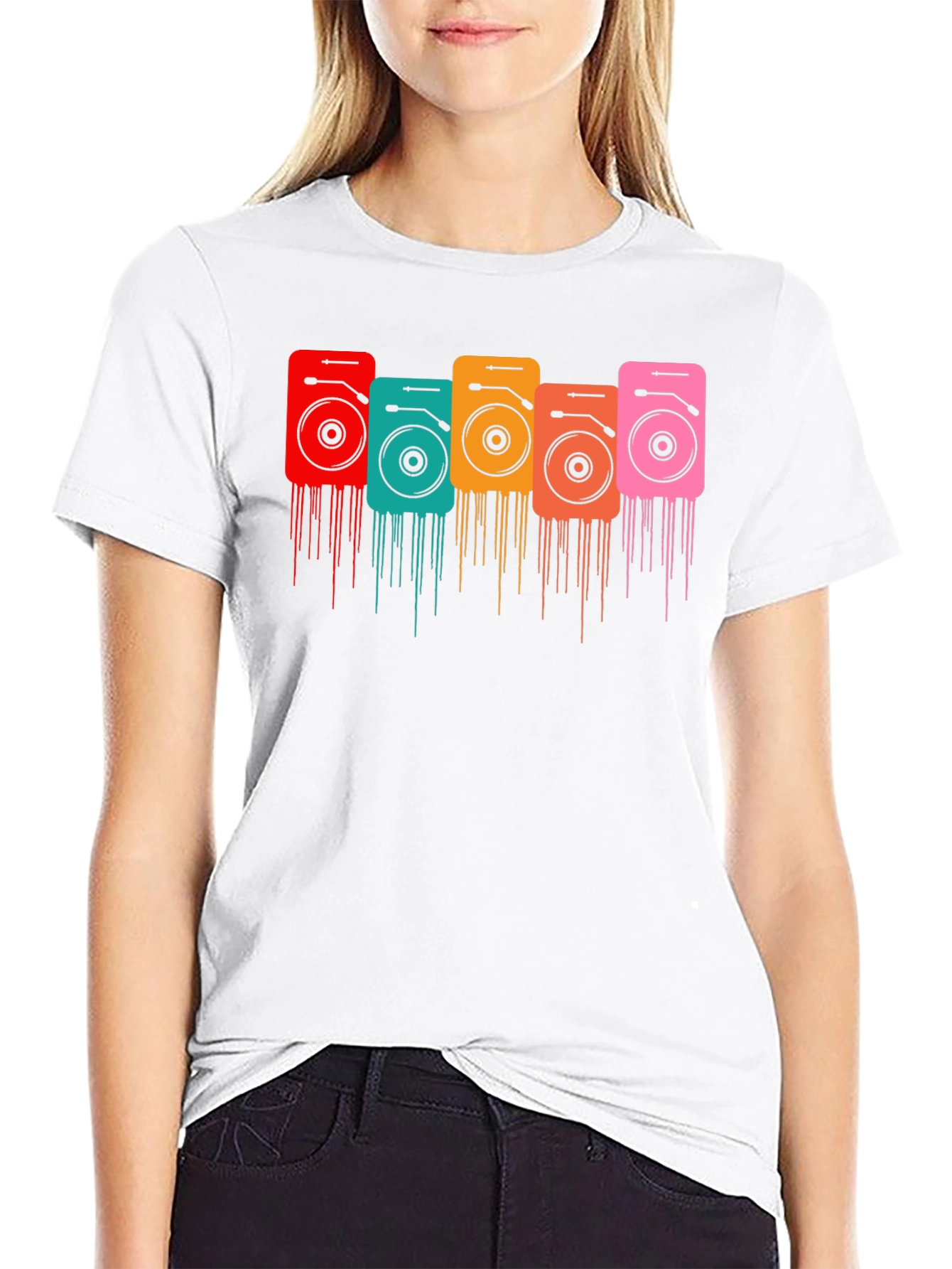 Retro Turntable Graphic Black T-Shirt