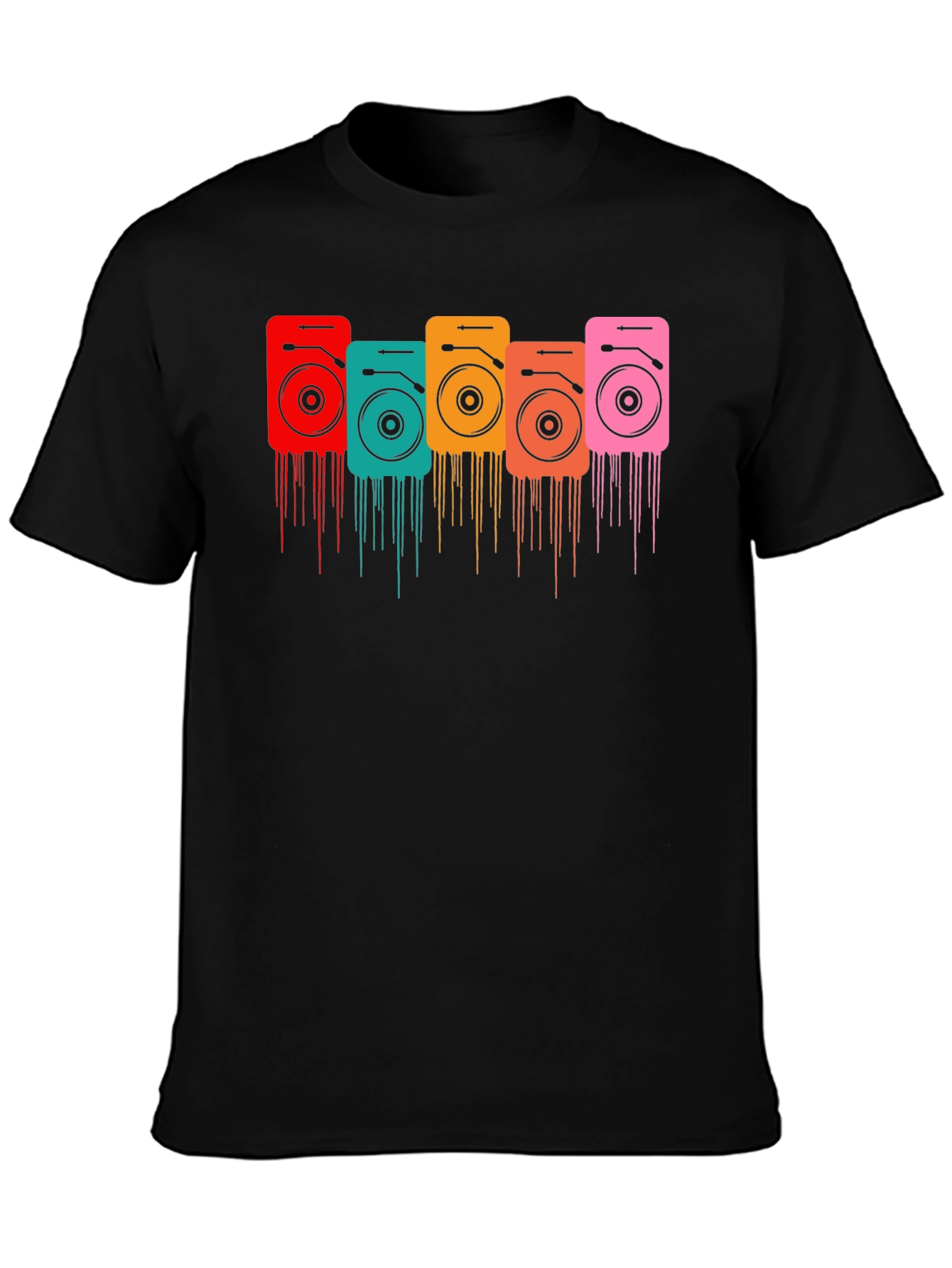 Retro Turntable Graphic Black T-Shirt