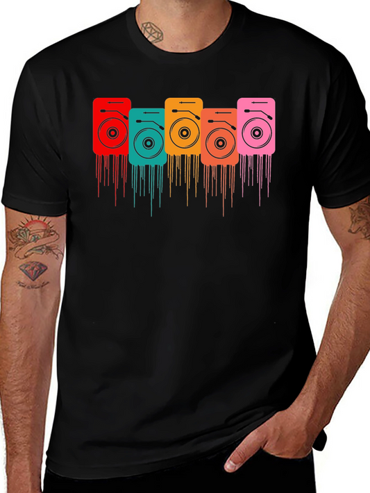 Retro Turntable Graphic Black T-Shirt