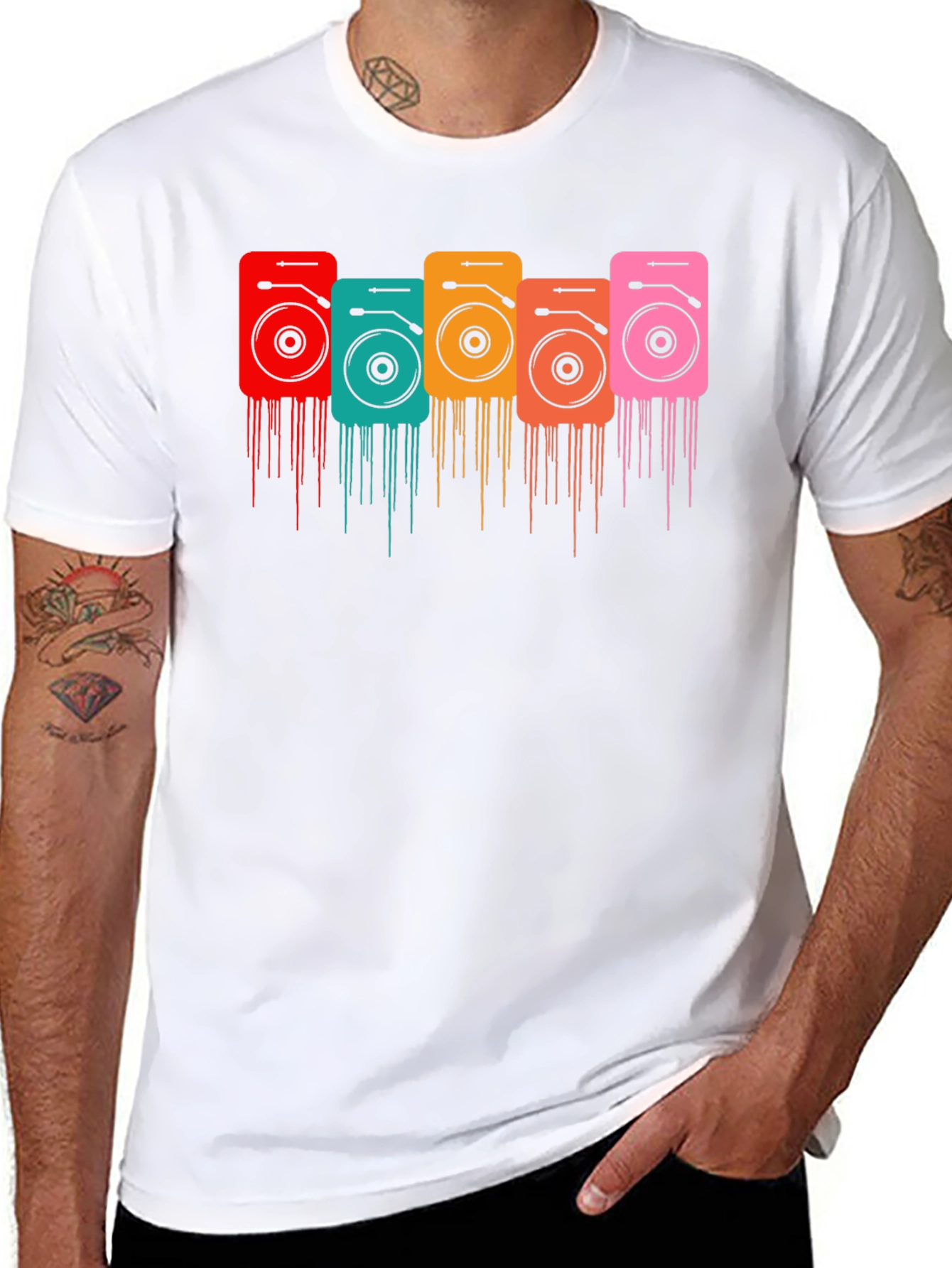 Retro Turntable Graphic Black T-Shirt
