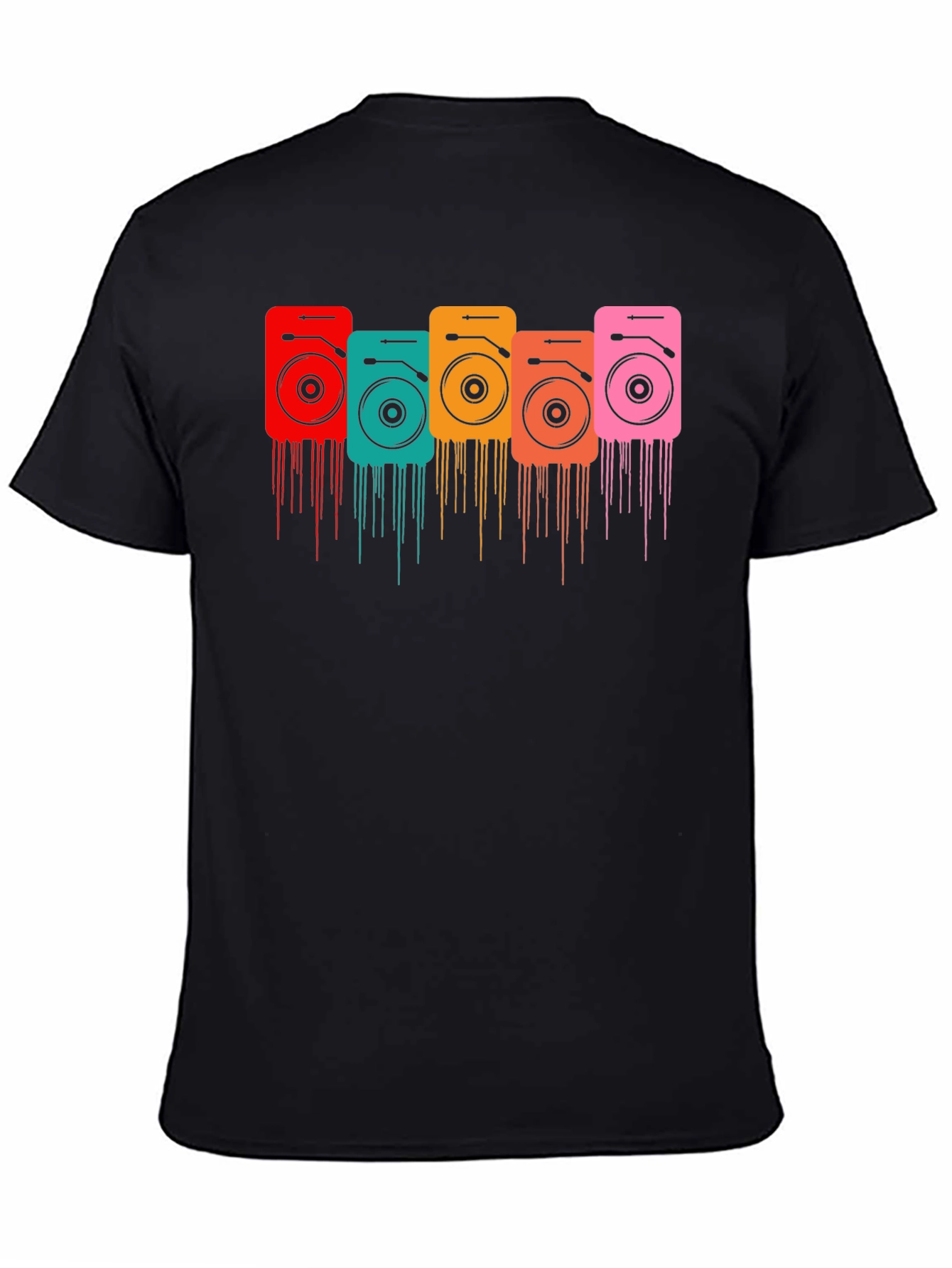 Retro Turntable Graphic Black T-Shirt