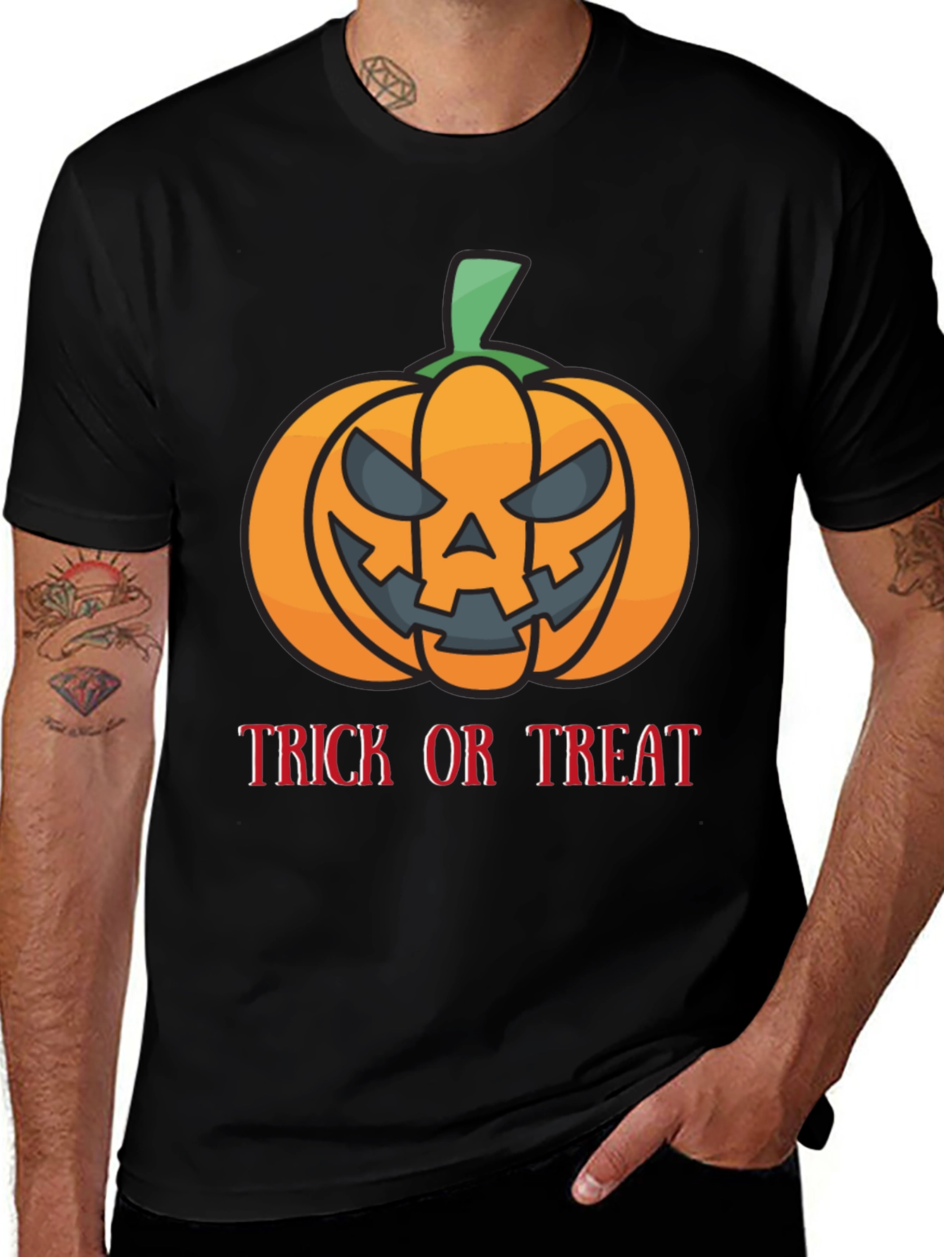 Halloween Pumpkin Trick or Treat Black T-Shirt