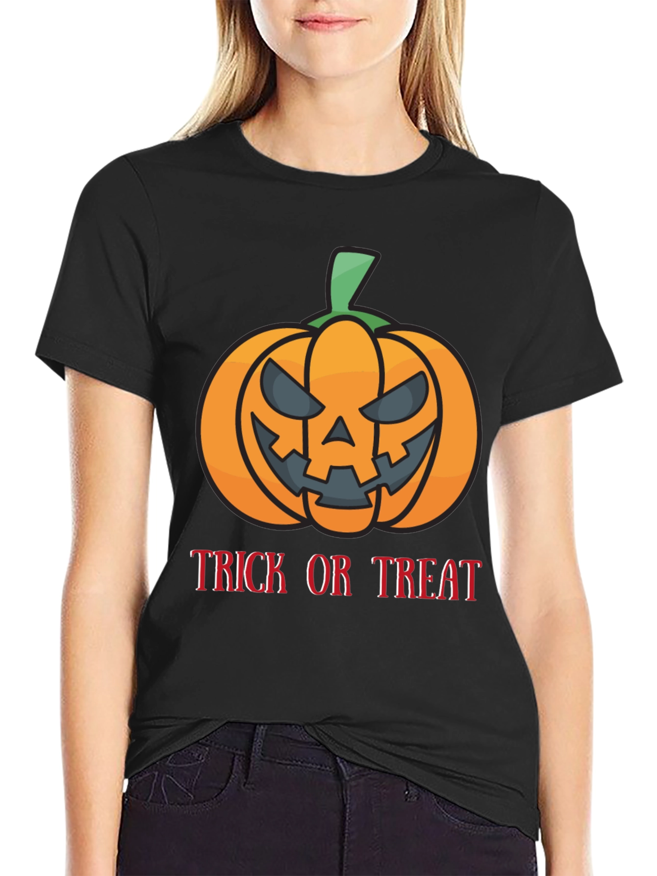 Halloween Pumpkin Trick or Treat Black T-Shirt