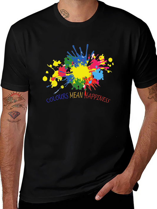 Colorful Happiness Graphic Black T-Shirt