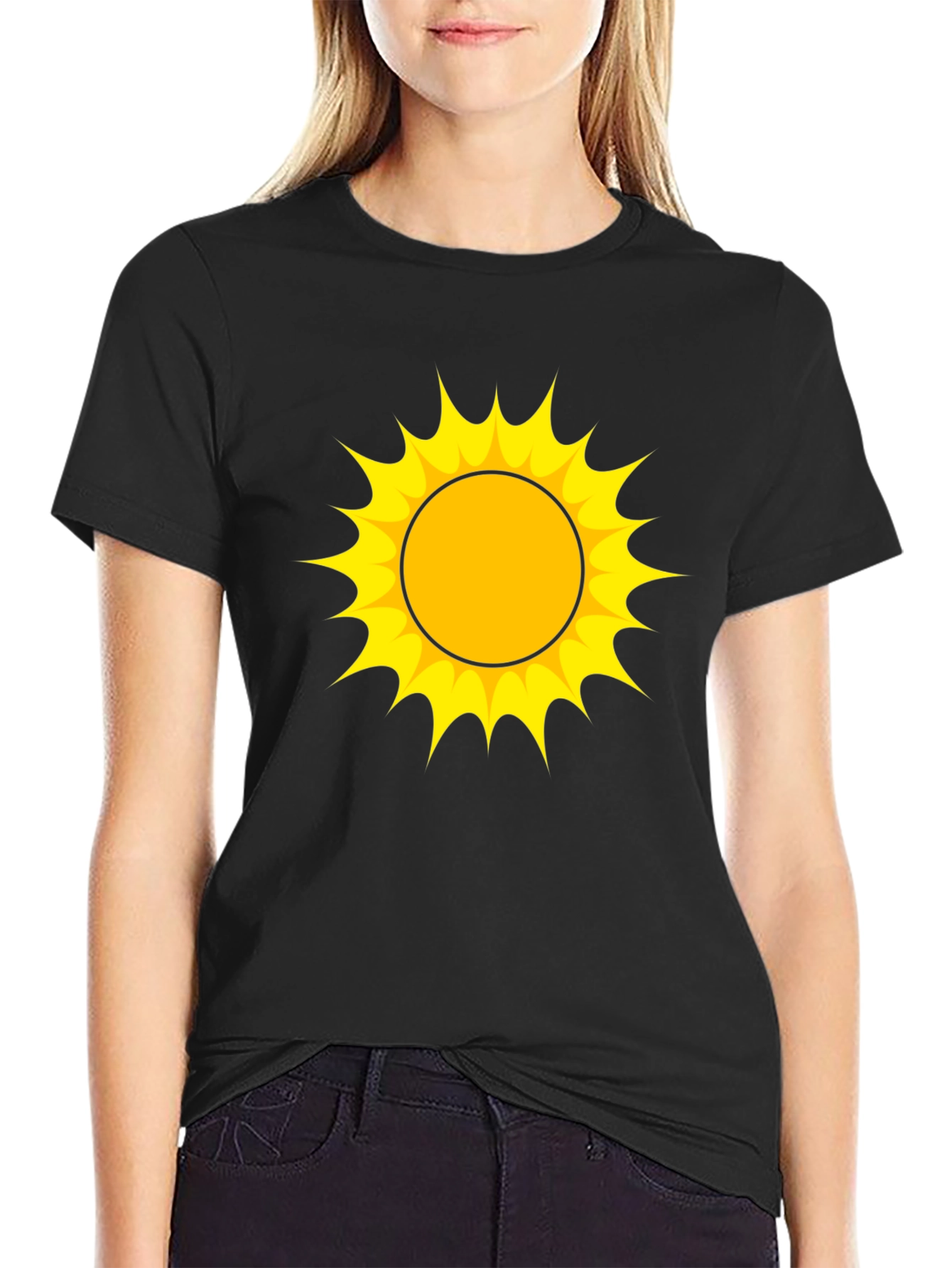 Sunny Graphic Tee - Black Cotton T-Shirt