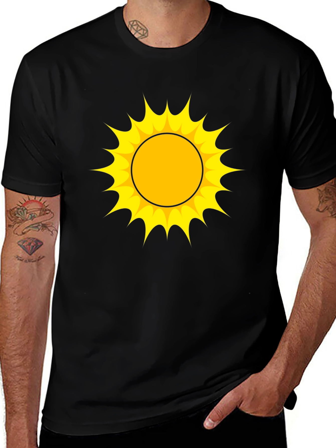 Sunny Graphic Tee - Black Cotton T-Shirt