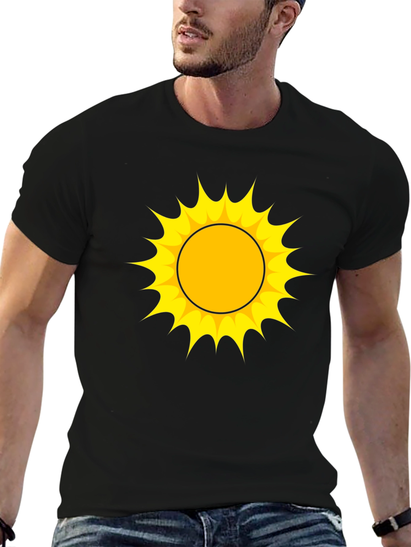 Sunny Graphic Tee - Black Cotton T-Shirt