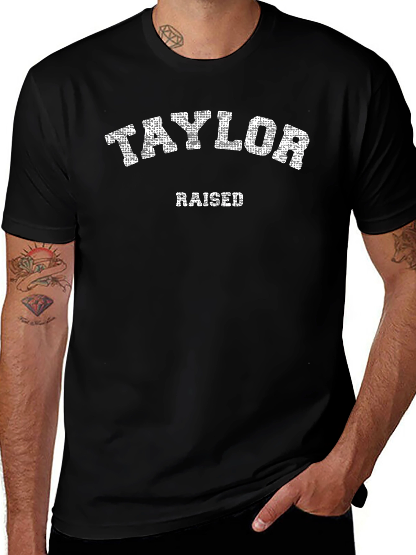 Taylor Raised Black T-Shirt - Distressed Graphic Tee