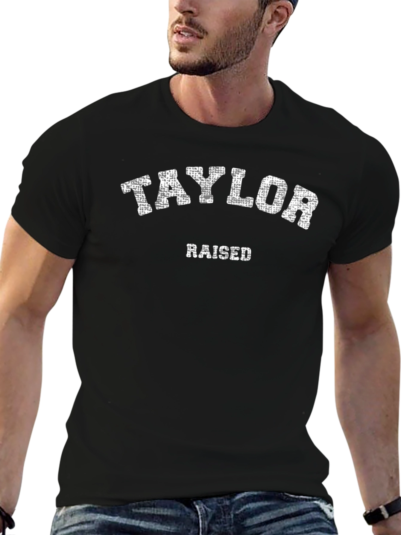 Taylor Raised Black T-Shirt - Distressed Graphic Tee