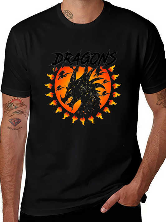 Dragon Fire T-Shirt - Black Graphic Tee