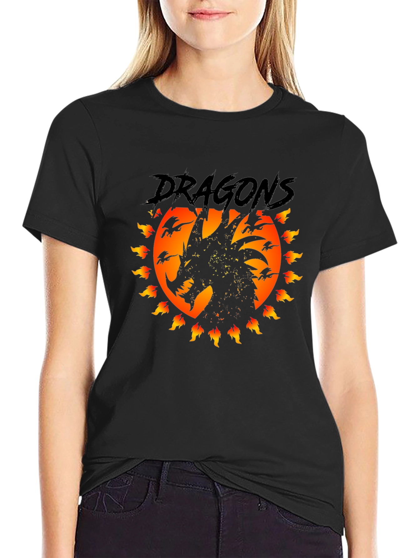 Dragon Fire T-Shirt - Black Graphic Tee