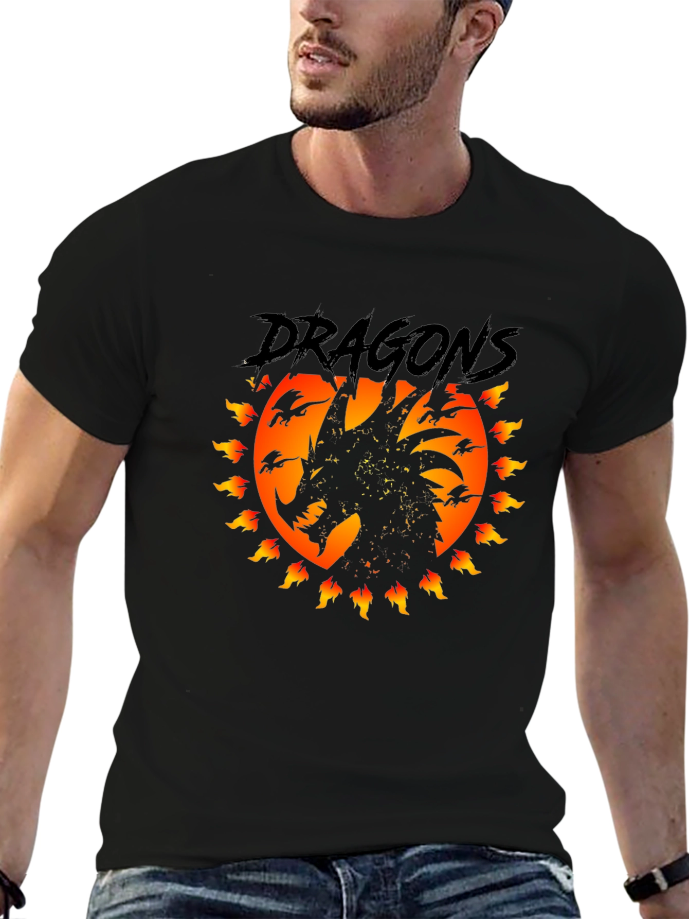 Dragon Fire T-Shirt - Black Graphic Tee