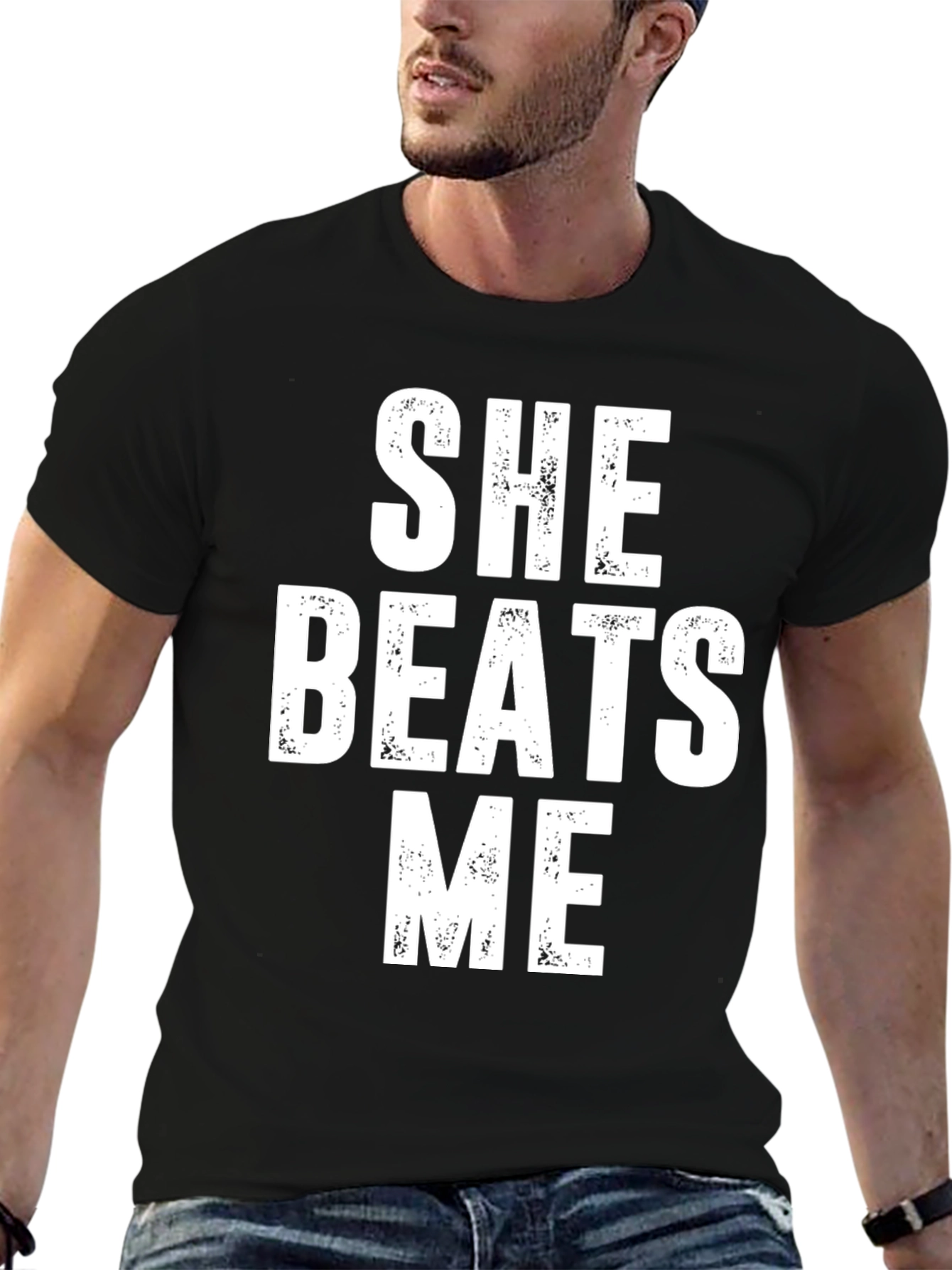 She Beats Me Funny T-Shirt