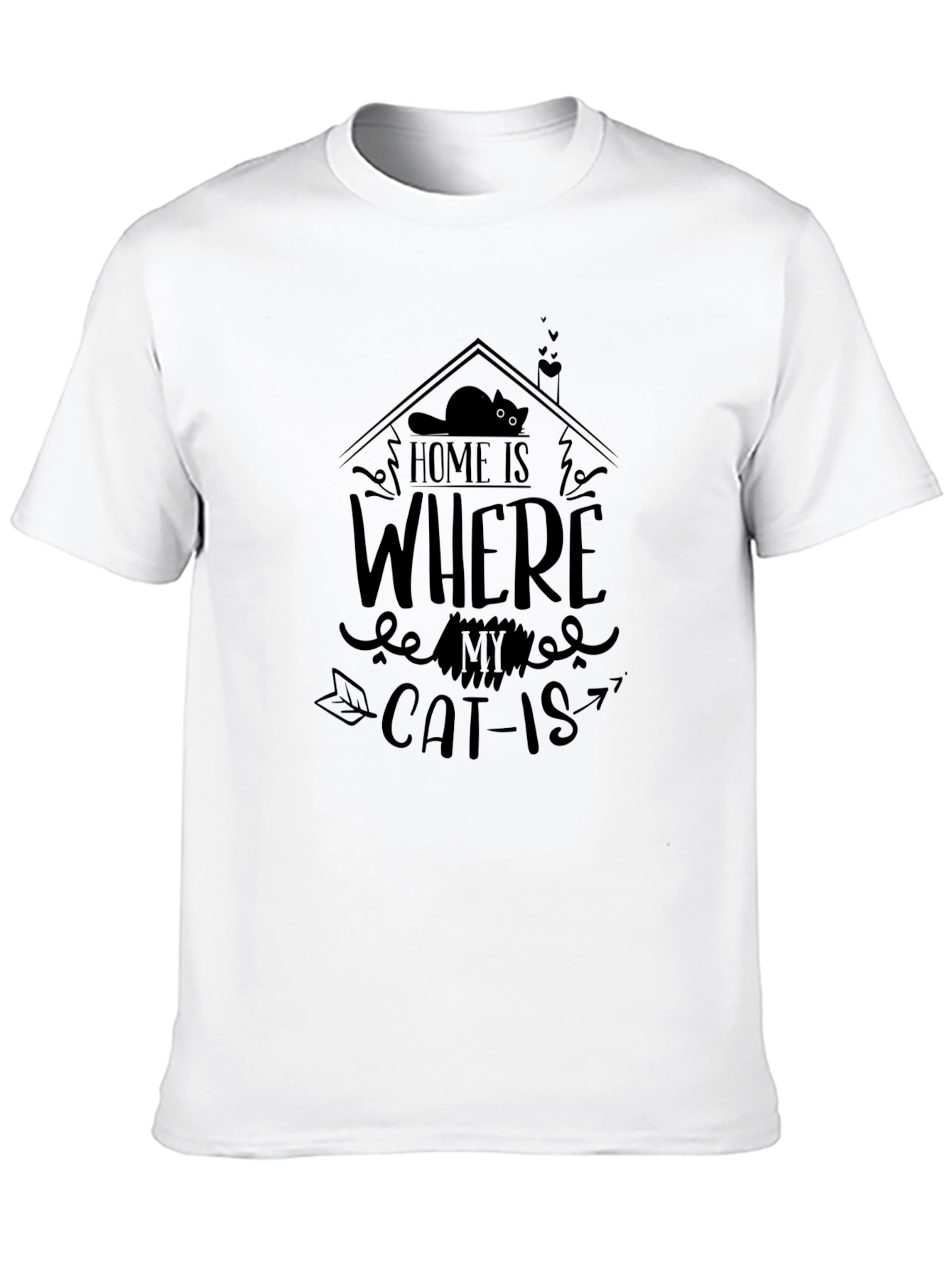 Home Is Where My Cat Is Black Graphic Tee