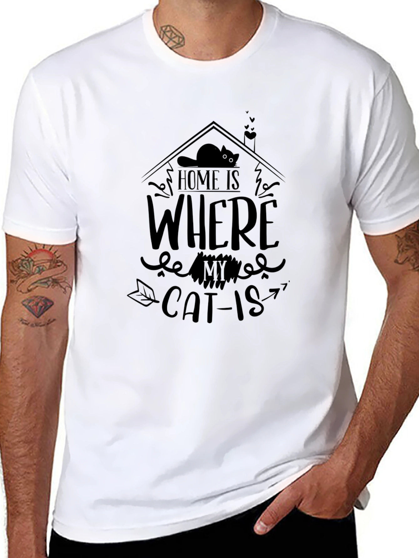 Home Is Where My Cat Is Black Graphic Tee