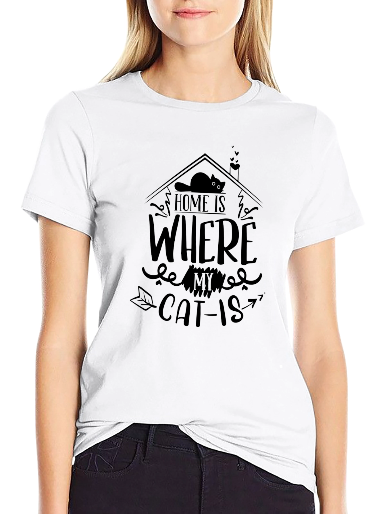 Home Is Where My Cat Is Black Graphic Tee