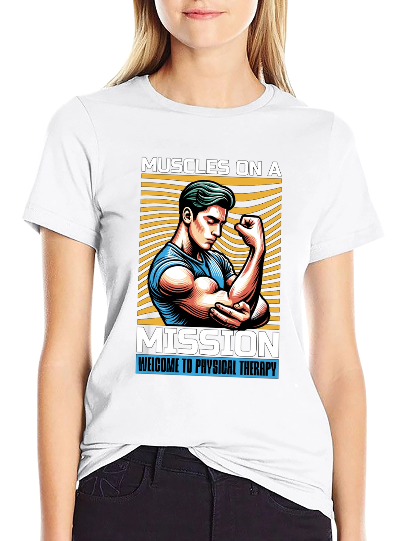 Muscles On A Mission Black Graphic Tee