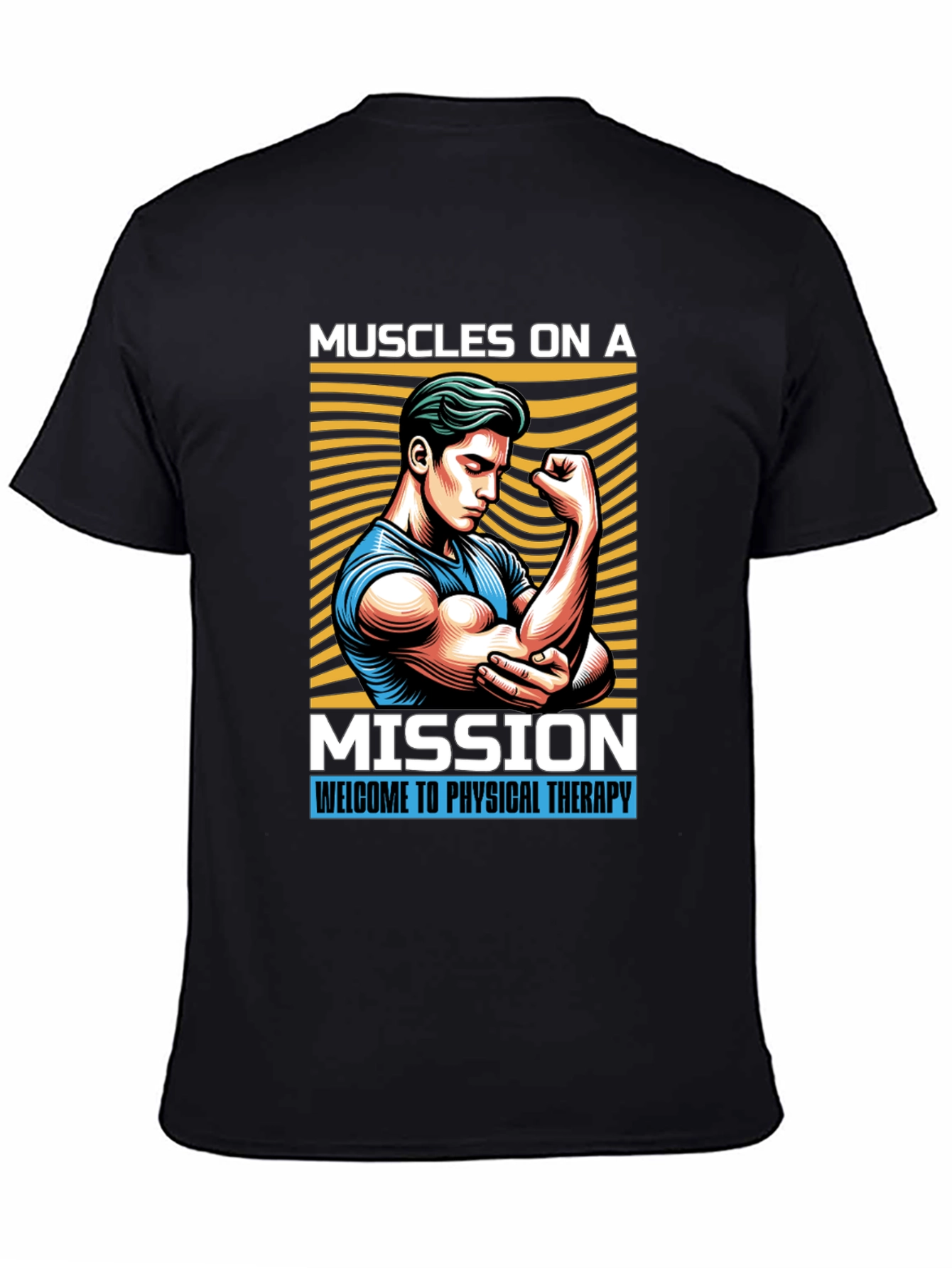 Muscles On A Mission Black Graphic Tee
