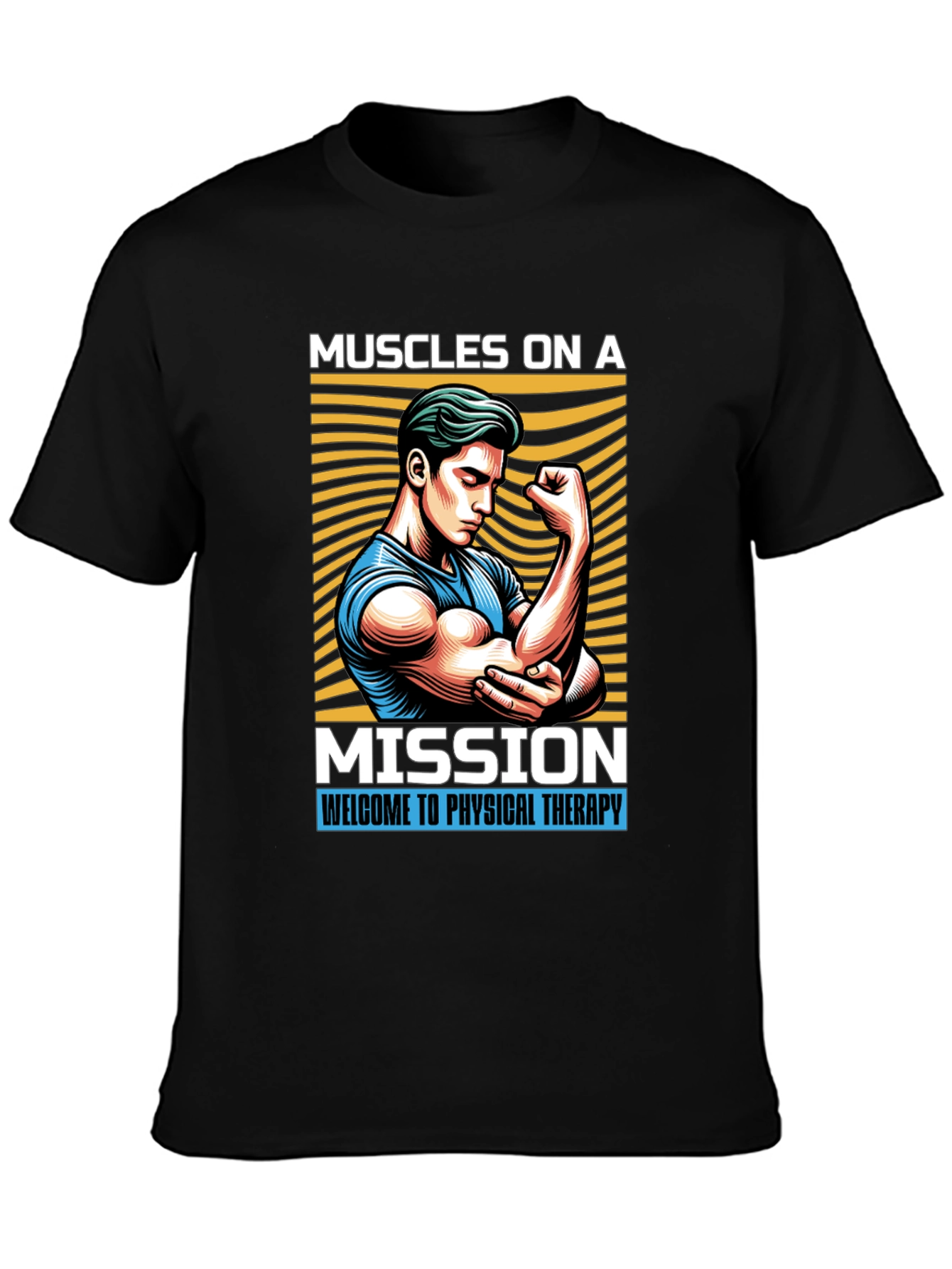 Muscles On A Mission Black Graphic Tee