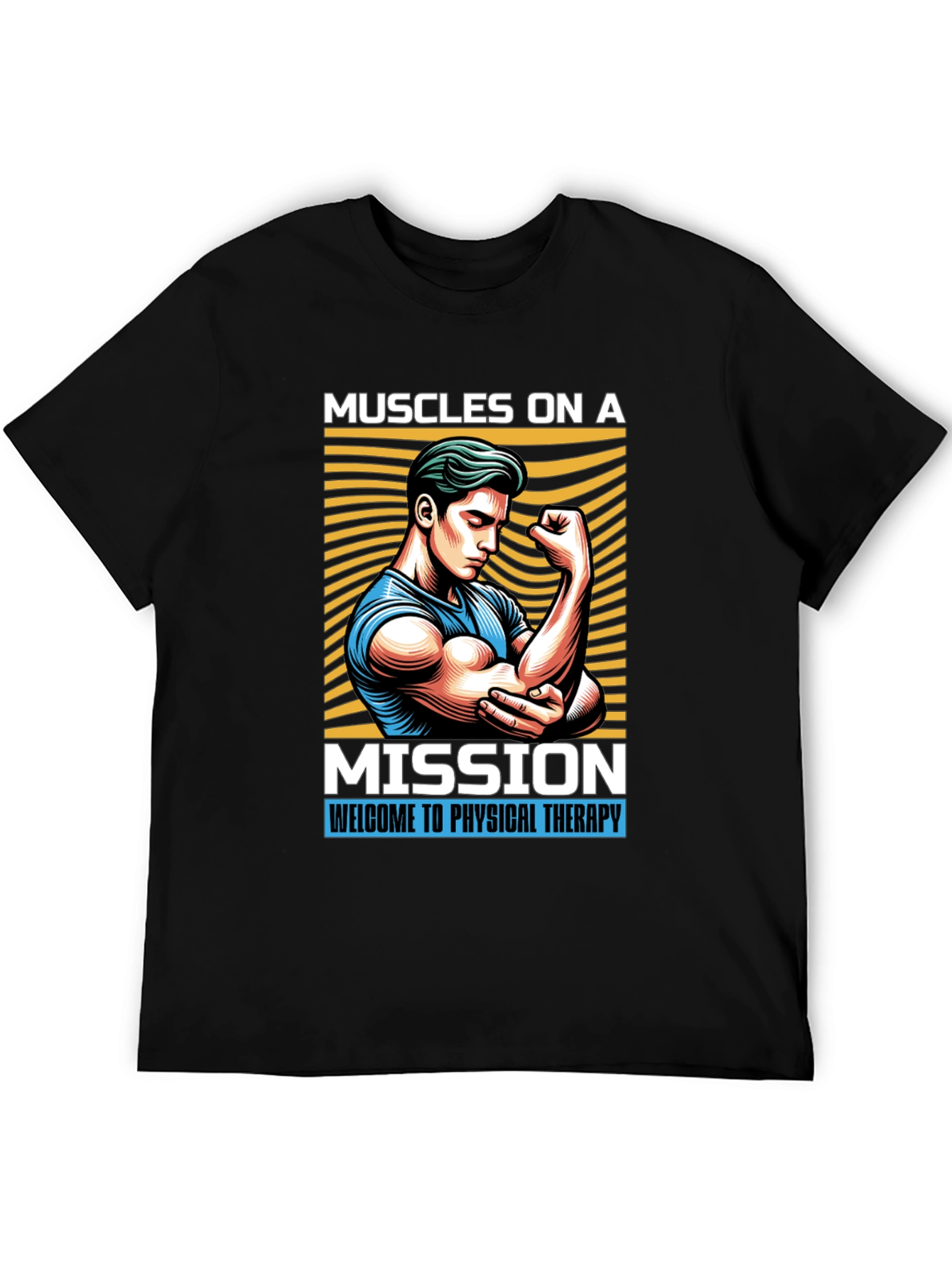 Muscles On A Mission Black Graphic Tee
