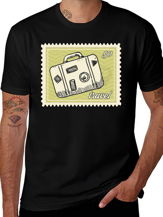 Travel Stamp Tee: Vintage Suitcase Design