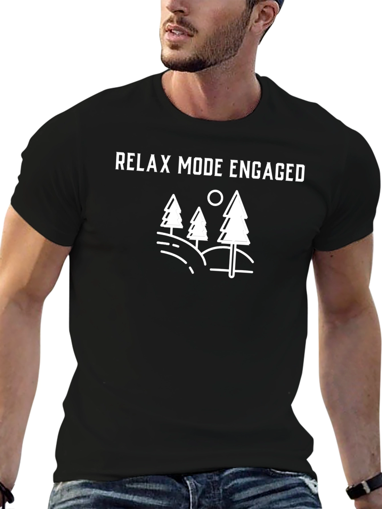 Relax Mode Engaged Black Graphic Tee
