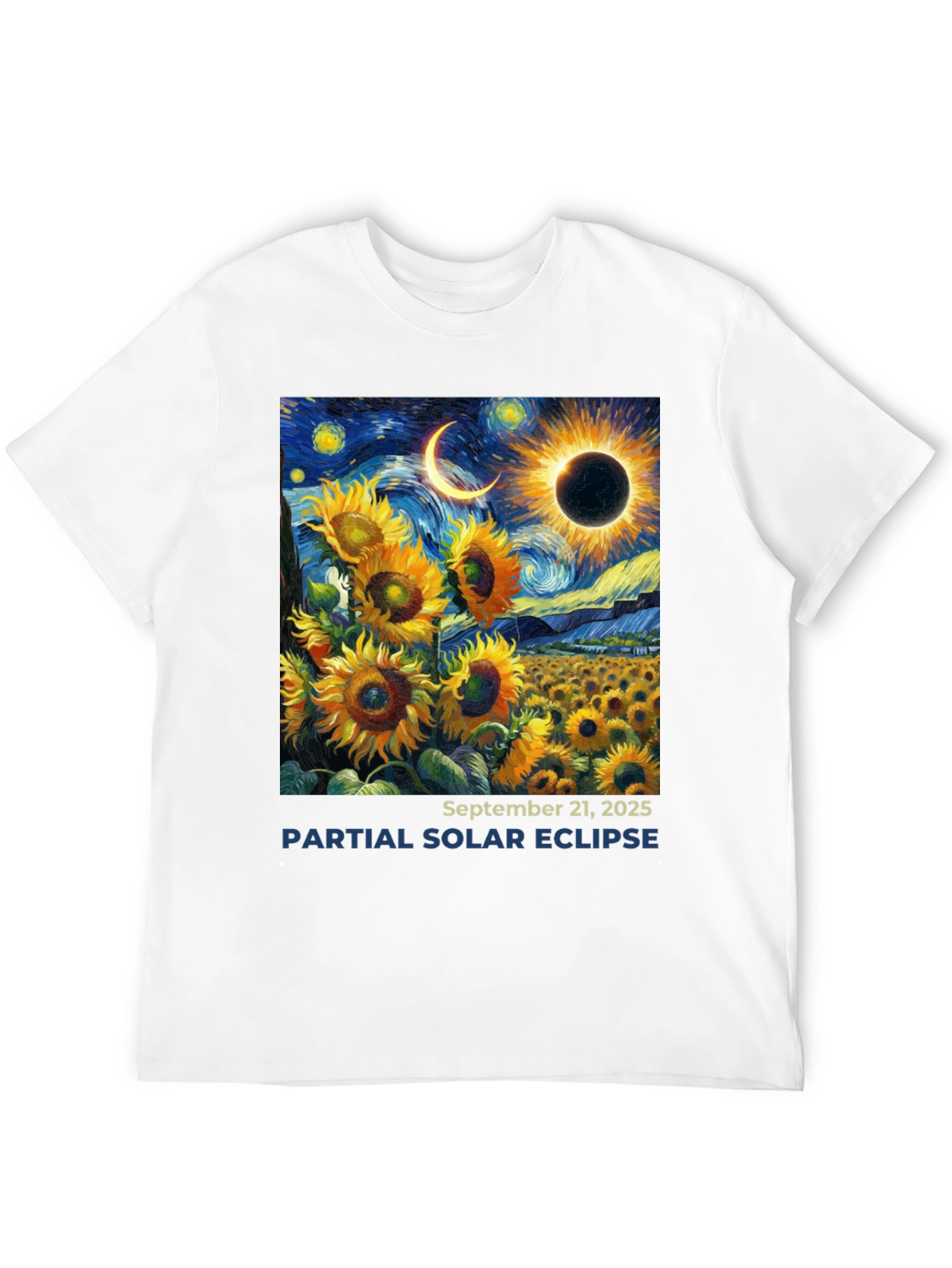 Starry Night Solar Eclipse Sunflower Tee