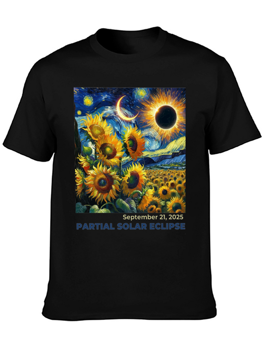 Starry Night Solar Eclipse Sunflower Tee