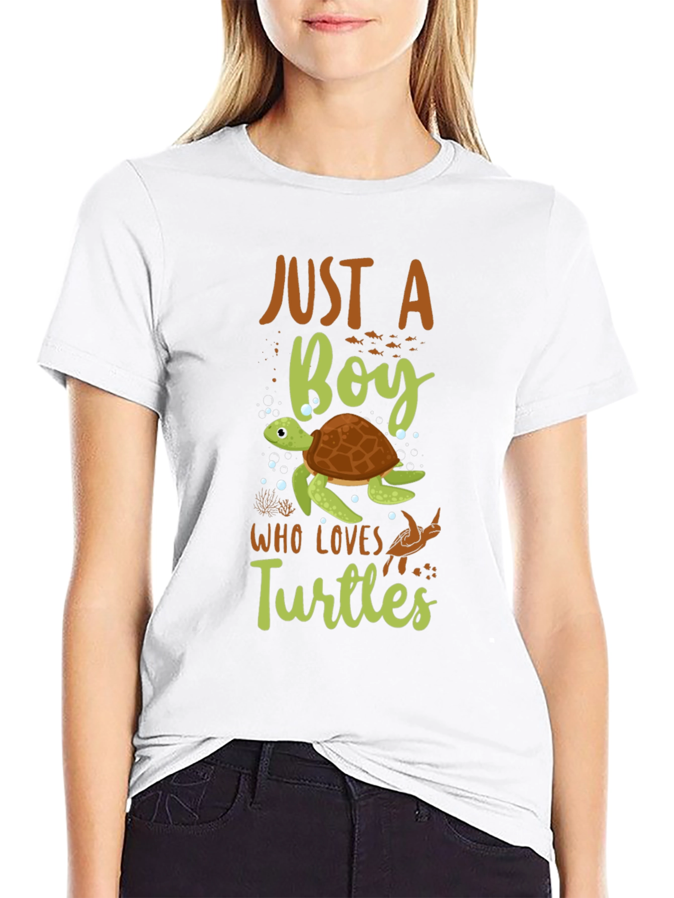 Just A Boy Who Loves Turtles Black T-Shirt