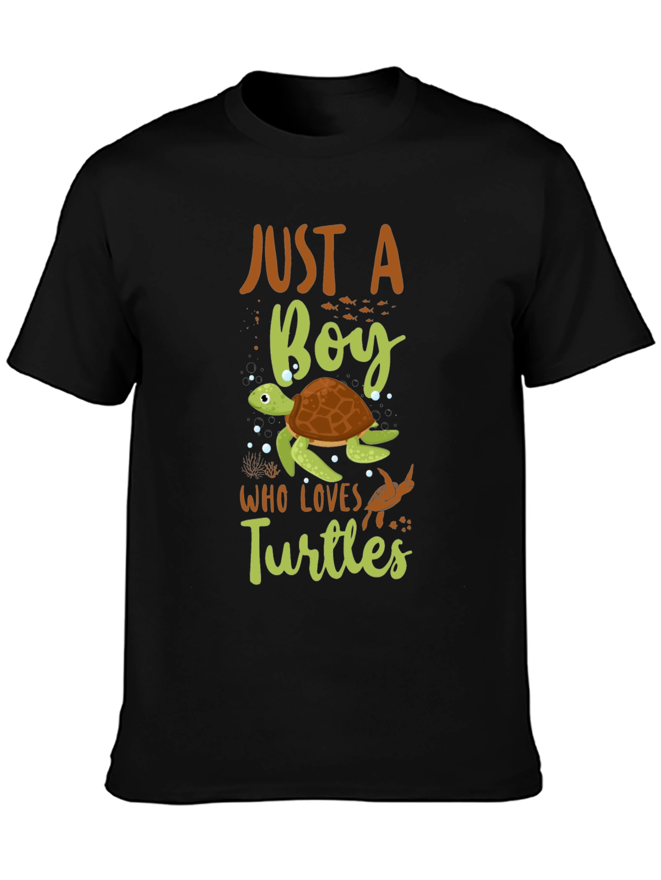 Just A Boy Who Loves Turtles Black T-Shirt