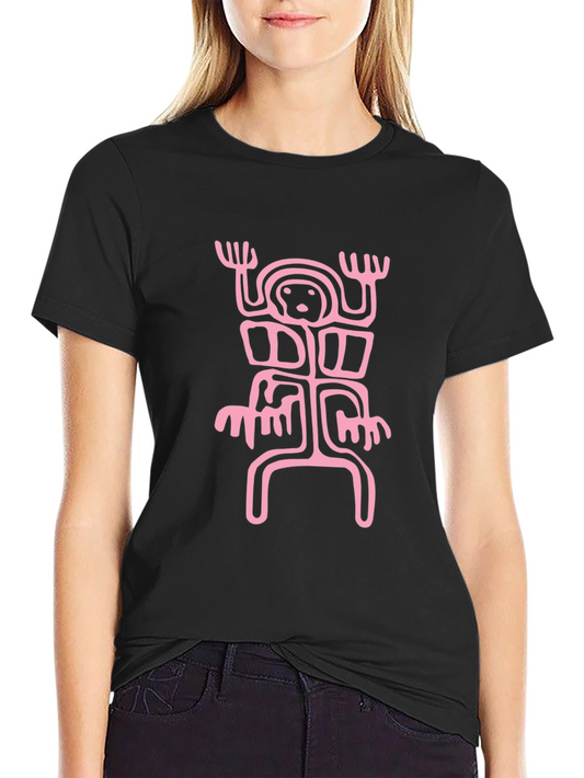 Abstract Pink Graphic Black T-Shirt