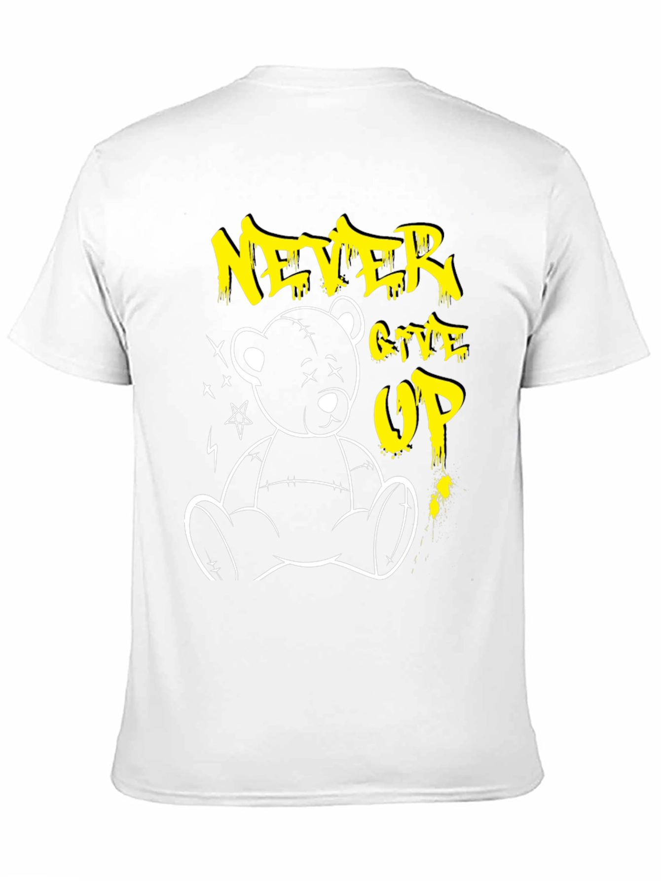 Never Give Up Teddy Bear Graphic T-Shirt