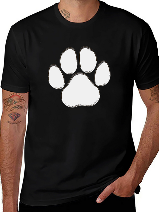 Paw Print Graphic Tee - Casual Black T-Shirt