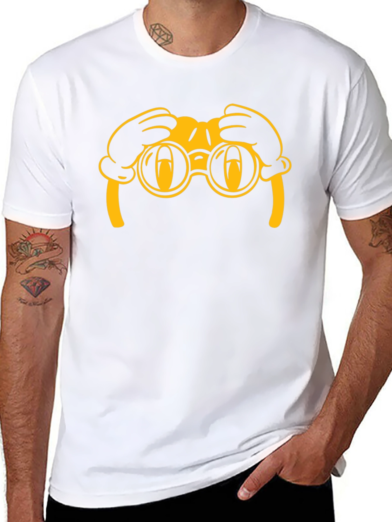 Cartoon Binoculars Black T-Shirt