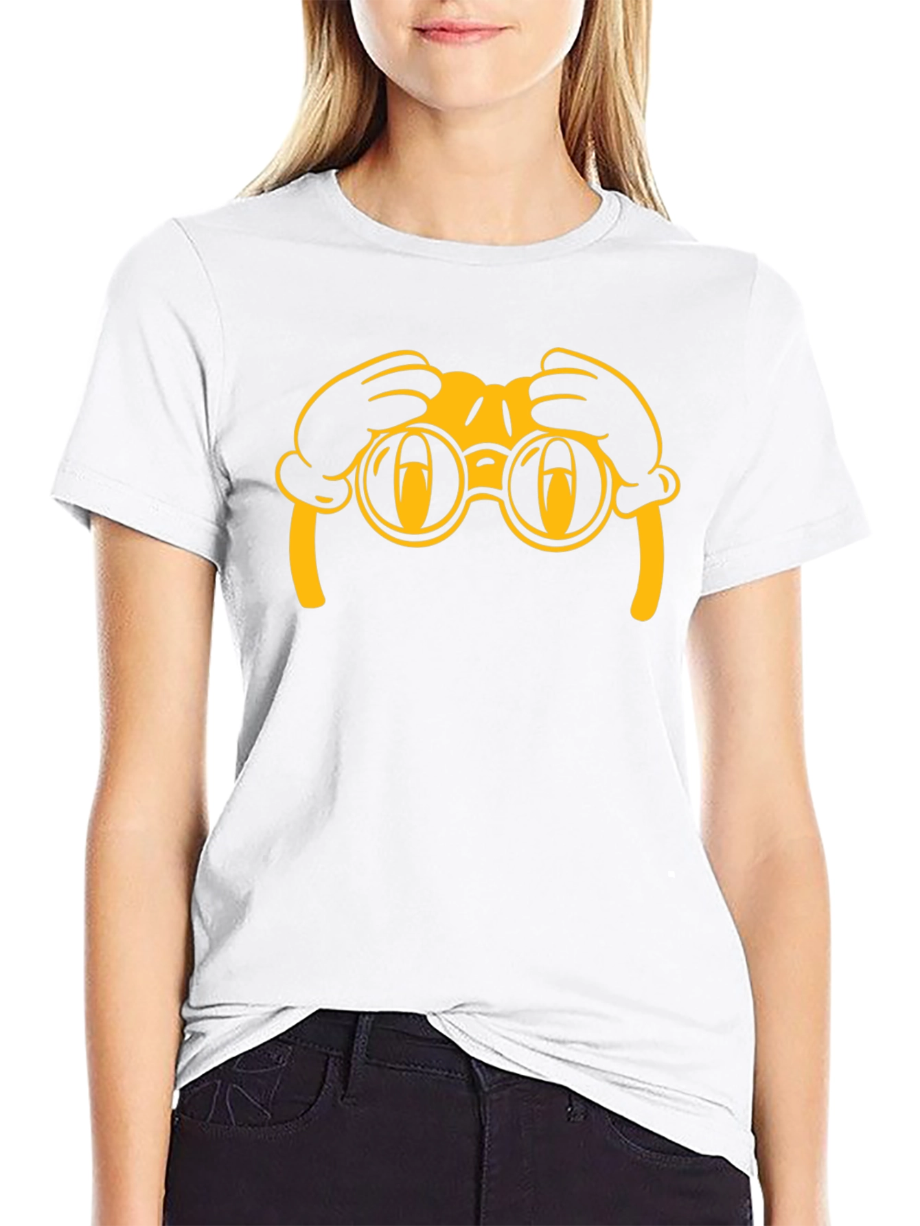 Cartoon Binoculars Black T-Shirt