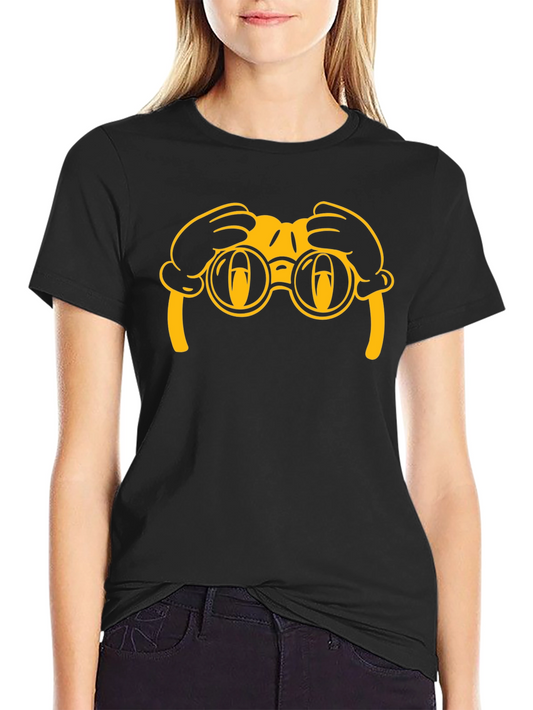 Cartoon Binoculars Black T-Shirt