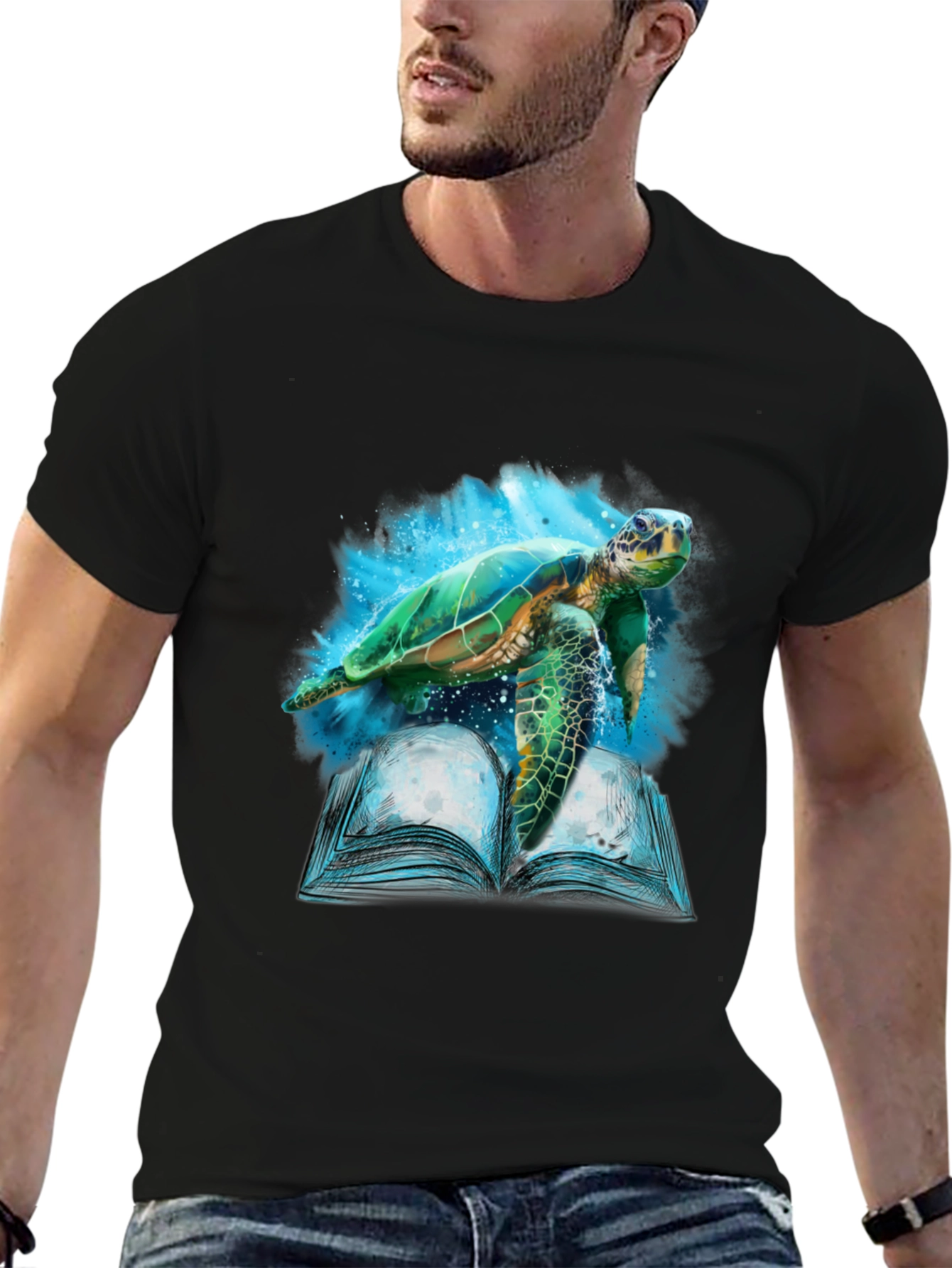 Sea Turtle Book Black T-Shirt