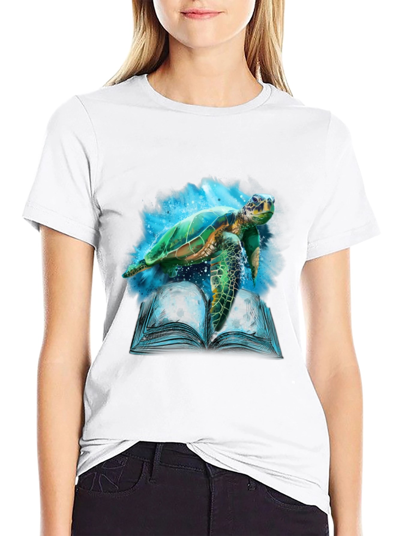Sea Turtle Book Black T-Shirt